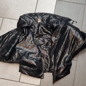 Shimmering Black Women's Puffer Rain Jacket